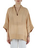 BEIGE | Blusa ampia in lino garzato