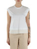 BIANCO | T-shirt in lino e cotone con inserto in seta