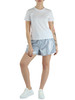WEISS | Boxy Regular T-Shirt aus Baumwolle mit Pailletten-Logo