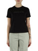 SCHWARZ | Boxy Regular T-Shirt aus Baumwolle mit Pailletten-Logo