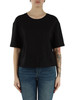 SCHWARZ | Cropped T-Shirt aus Baumwolle mit Strass-Logo
