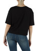 SCHWARZ | Cropped T-Shirt aus Baumwolle mit Strass-Logo