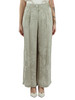 VERDE CHIARO | Pantaloni gamba larga in satin di viscosa jacquard