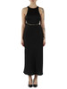 NERO | Abito midi in tessuto fluido con catena logo