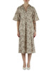 BEIGE | Abito midi ricamato FOLK in cotone e lino