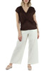 MARRONE | Top in lino con drappeggio