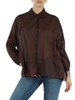 MARRONE | Camicia ampia in voile di cotone