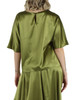 VERDE | Blusa a scatoletta in raso di seta stretch