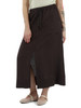 MARRONE | Gonna midi in lino con coulisse