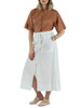 BIANCO | Gonna midi in cotone mosso con coulisse