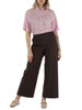 MARRONE | Pantalone gamba larga in cotone stretch
