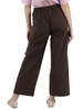 MARRONE | Pantalone gamba larga in cotone stretch
