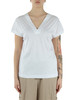 WEISS | Baumwoll-T-Shirt mit V-Ausschnitt