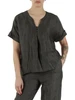 GRIGIO SCURO | Blusa in misto lino effetto stropicciato