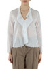 BIANCO | Blusa in cotone leggero con rouches