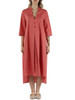 Koralle | Midi-Kleid aus Baumwolle mit asymmetrischem Saum
