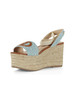 AZURBLAU | Logostoff-Sandalen mit Keilabsatz BALI 02