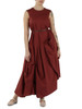BORDEAUX | Abito lungo drappeggiato in popeline di cotone