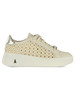 BEIGE | GIRL: Sneakers in pelle e tessuto effetto rafia