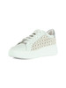 BIANCO | GIRL: Sneakers in pelle e tessuto effetto rafia