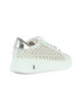 BIANCO | GIRL: Sneakers in pelle e tessuto effetto rafia