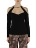 NERO | Maglia cut-out in misto viscosa a costine