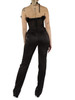 NERO | Tuta in satin stretch con maxi rouches