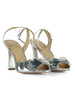 ARGENTO | Sandali con tacco in pelle laminata LORETTA HIGH