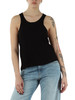 NERO | Top a costine in maglina di misto viscosa