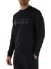 BLU SCURO | Felpa in cotone stretch con scritta logo a rilievo