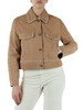 BEIGE | Giacca in suede con dettagli a contrasto