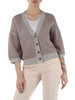 GRIGIO | Cardigan traforato in filato di cotone con micro paillettes