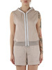 BEIGE | Felpa smanicata con cappuccio in cotone tecnico