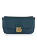 BLAU | Schultertasche aus genarbtem Leder C-ME LOCK Medium