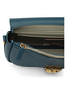 BLAU | Schultertasche aus genarbtem Leder C-ME LOCK Medium