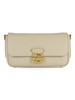 BEIGE | Schultertasche aus genarbtem Leder C-ME LOCK Medium