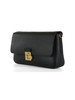 SCHWARZ | Schultertasche aus genarbtem Leder C-ME LOCK Large