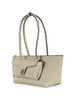 BEIGE | Borsa a spalla in pelle martellata DOUBLE BEAT Medium