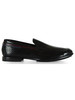 SCHWARZ | Loafer aus durchbrochenem Leder mit Kontrastdetails