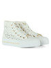 BIANCO | GIRL: Sneakers alte in pizzo macramè con dettaglio logo rimovibile