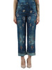 BLAU | Bedruckte Satin-Hose
