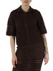 MARRONE | Crdigan in filo di cotone con strass e paillettes