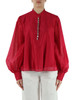 CICLAMINO | Blusa in mussola con pietre applicate