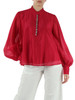 CICLAMINO | Blusa in mussola con pietre applicate