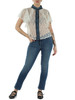 BIANCO | Camicia in pizzo con inserti in denim