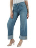 BLU CHIARO | Pantalone jeans cinque tasche gamba larga con cintura