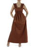 MARRONE CHIARO | Abito lungo in cotone con rouches