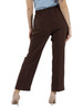 MARRONE | Pantalone in lino e lyocell con elastico in vita