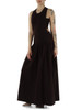 MARRONE | Abito lungo in doppio tessuto con dettagli cut-out
