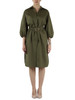 VERDE MILITARE | Abito con cintura in cotone stretch